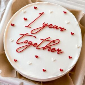 Romantic Red Script Anniversary Cake
