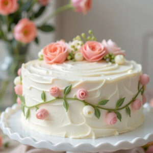 Whimsical Pastel Rose Swirl Cake
