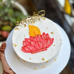 Festive Diwali Lotus Diya Cake