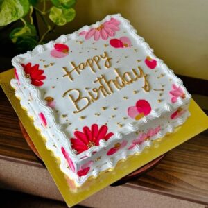 Blush Blossom Square Cake