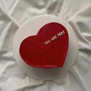 Minimalist You Are Here Heart Cake