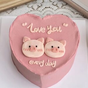 Oink Love Heart Cake
