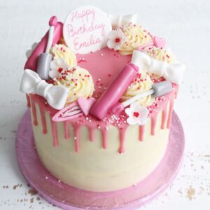 Makeup Pink Drip Cake