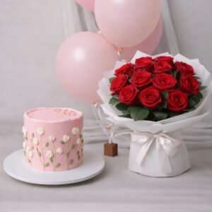 Birthday Roses N Cake Combo