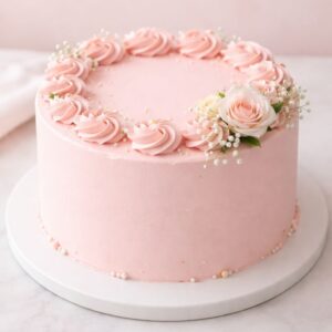 Textured Strawberry Swirls Cake