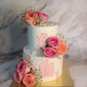 Peachy Petal Wedding Cake