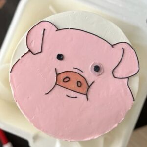 Cute Cartoon Pig Birthday Cake